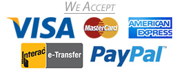 Visa, MasterCard, American Express, E-Tranfer & PayPal